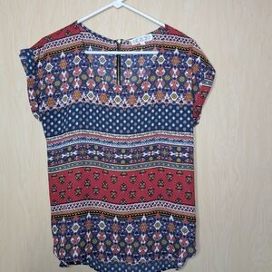 Bohemian Hippie Pink Rose Multicolor Blouse